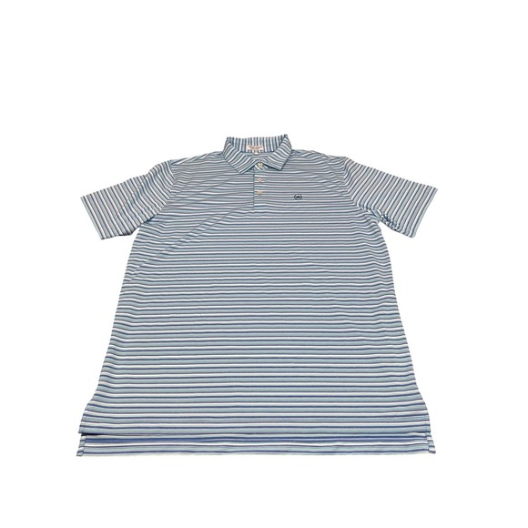 Peter Millar Summer Comfort Blue Green Striped Performance Polo Shirt Size XL - Picture 4 of 6